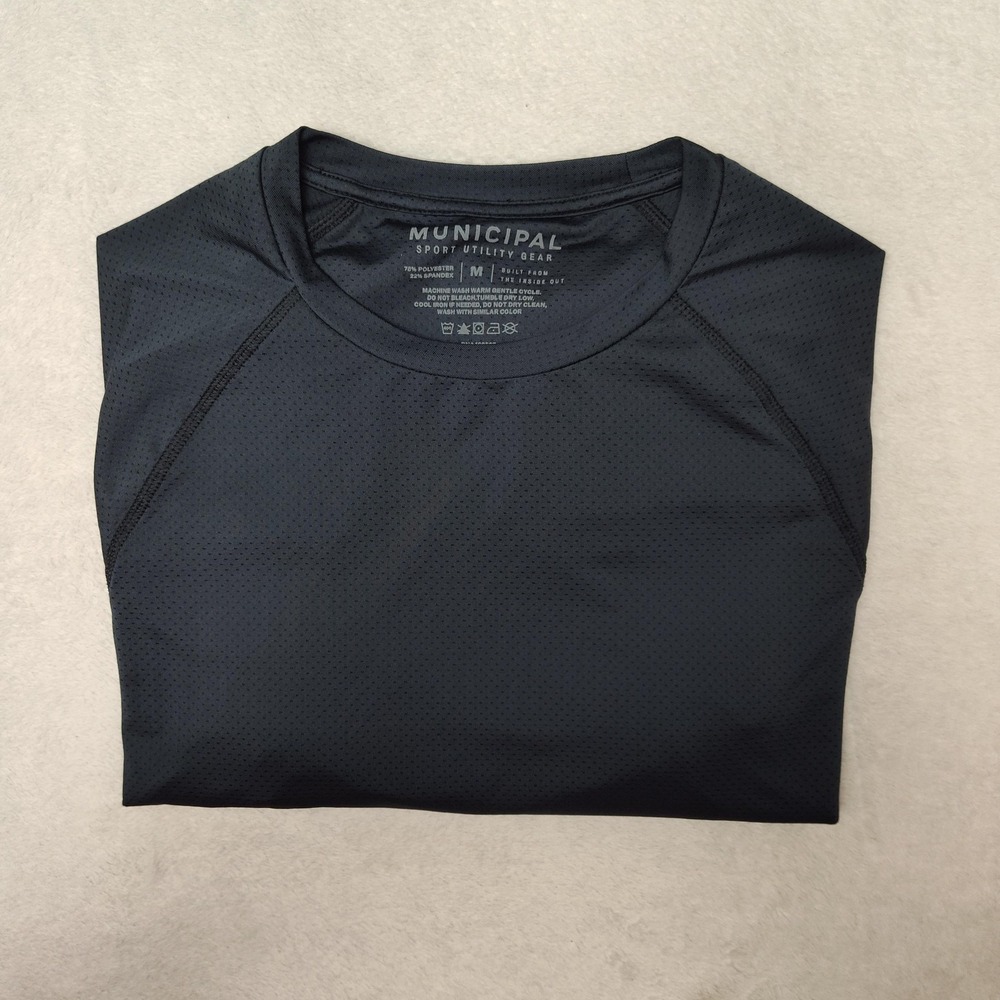 Municipal Shirt Mens M Gray Long Sleeve Running Raglan Athletic Performance Gym